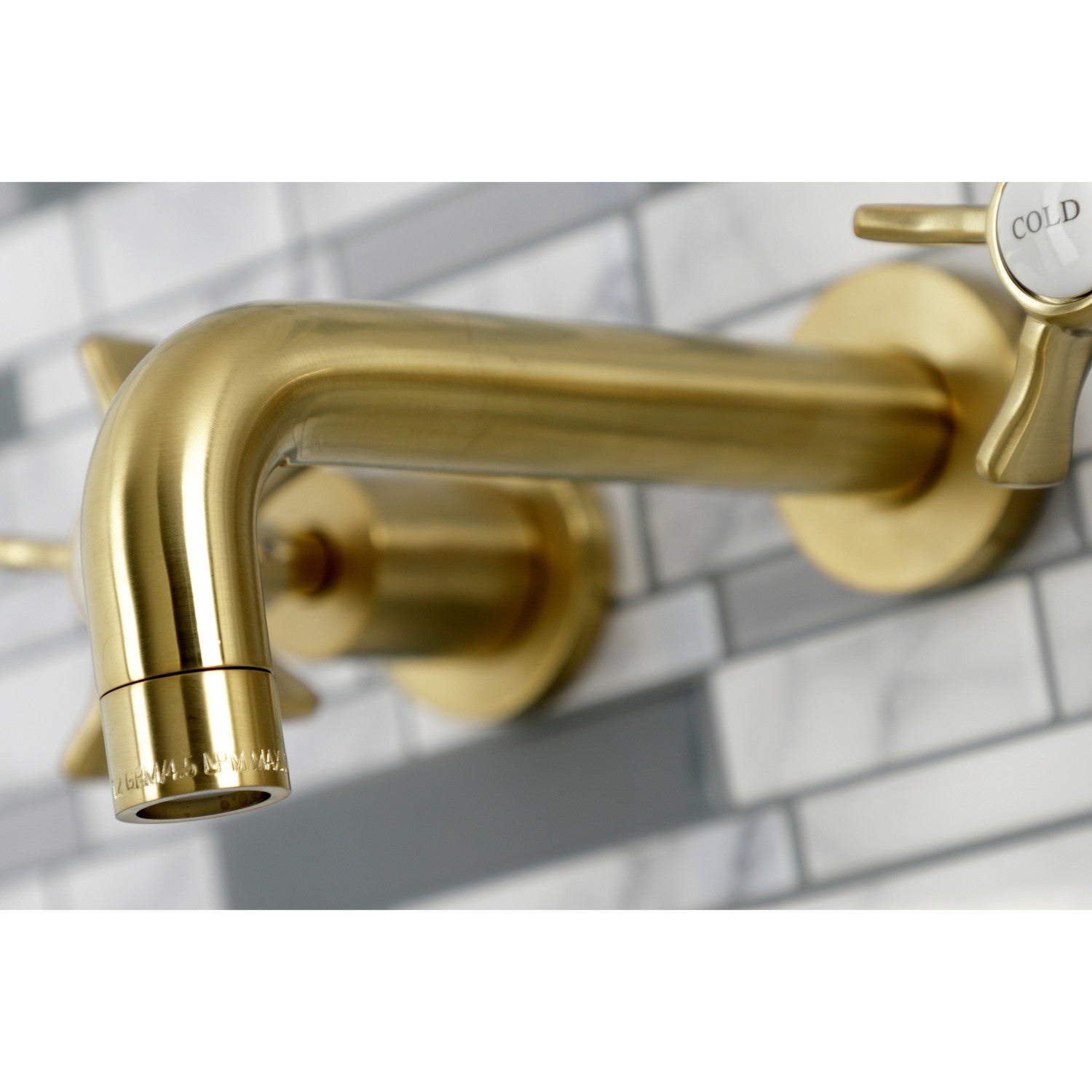 Kingston Sona KS8127NX - Hamilton Double-Handle 3-Hole Wall Mount Bathroom Faucet, Brushed Brass — thumbnail 3